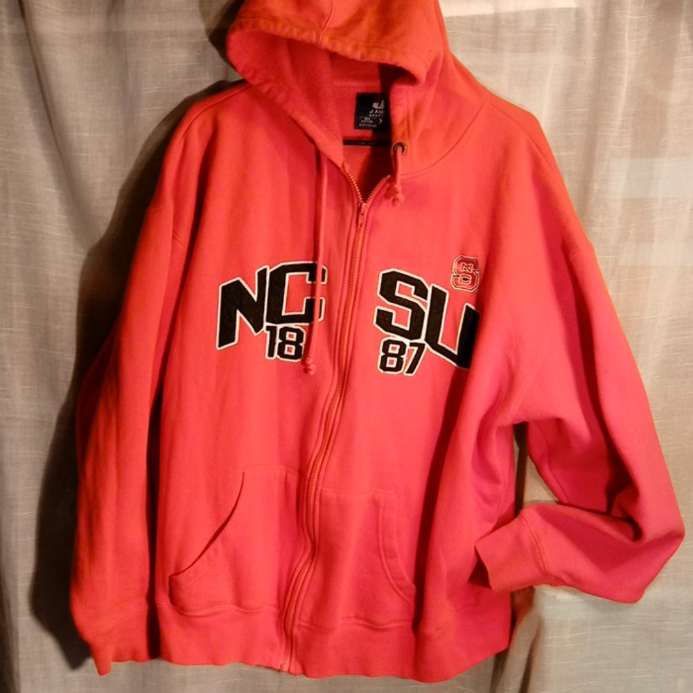 N.C.S.U. red hoody zip jacket